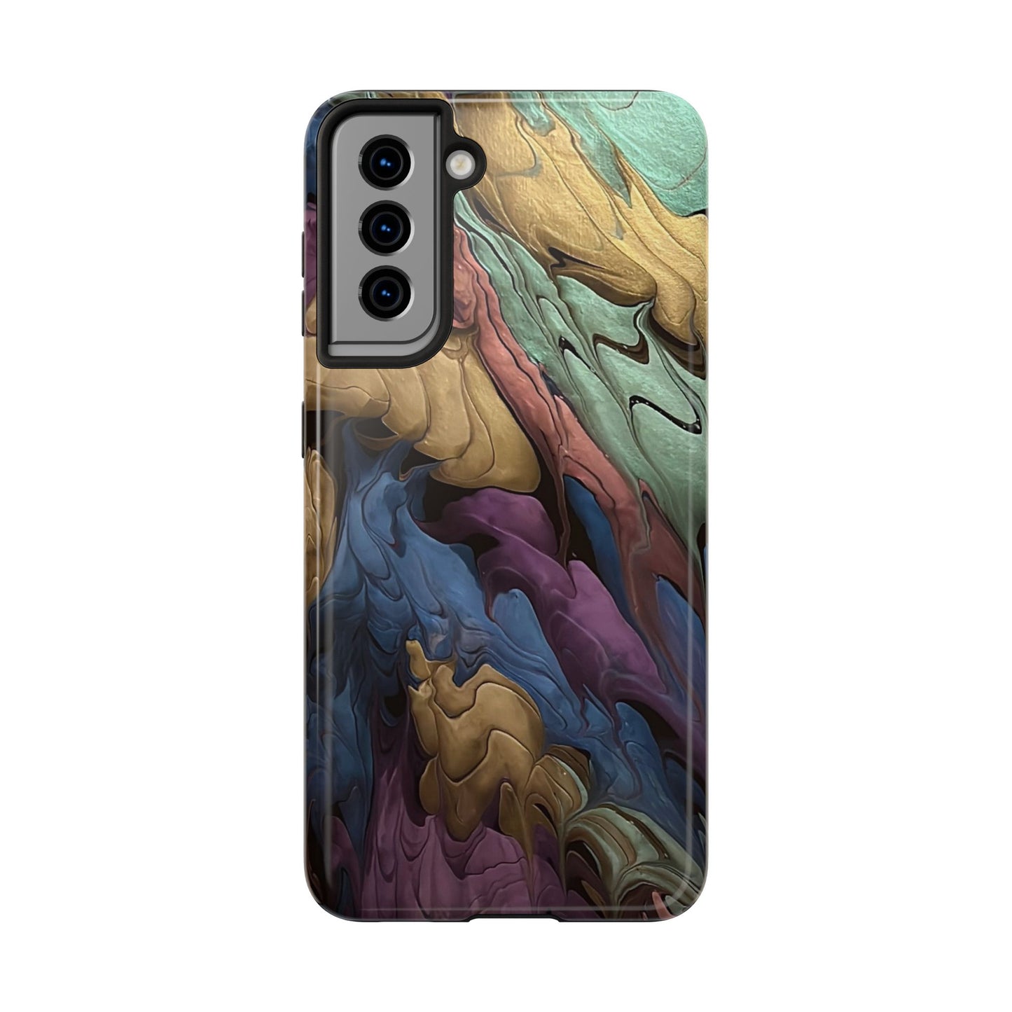Phone Case - Blue, Green, Purple, and Gold Abstract Art Design Iphone 15 14 13 12 11
