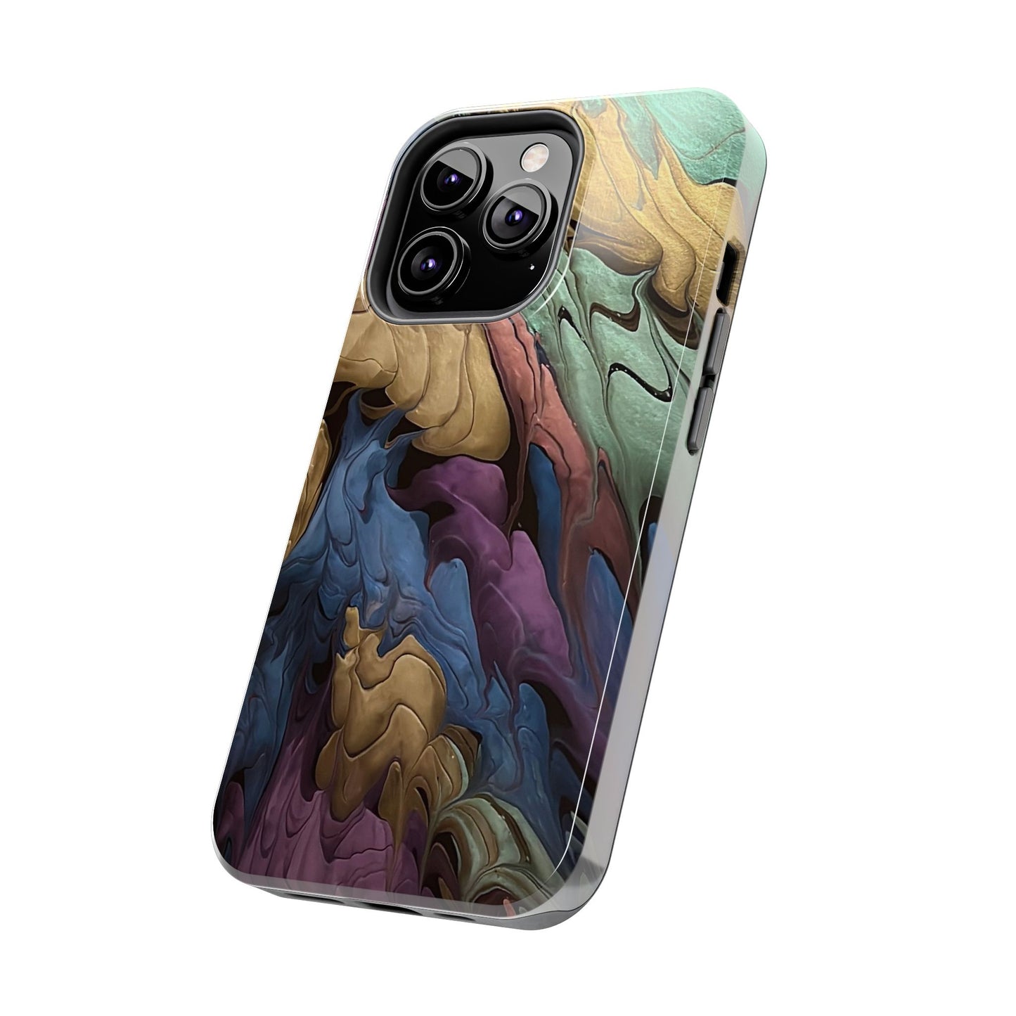 Phone Case - Blue, Green, Purple, and Gold Abstract Art Design Iphone 15 14 13 12 11