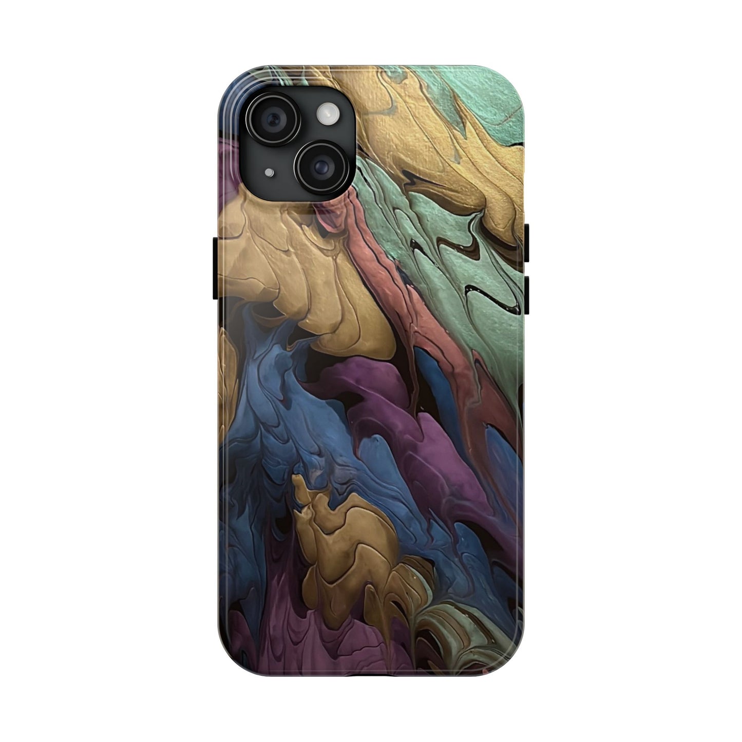 Phone Case - Blue, Green, Purple, and Gold Abstract Art Design Iphone 15 14 13 12 11