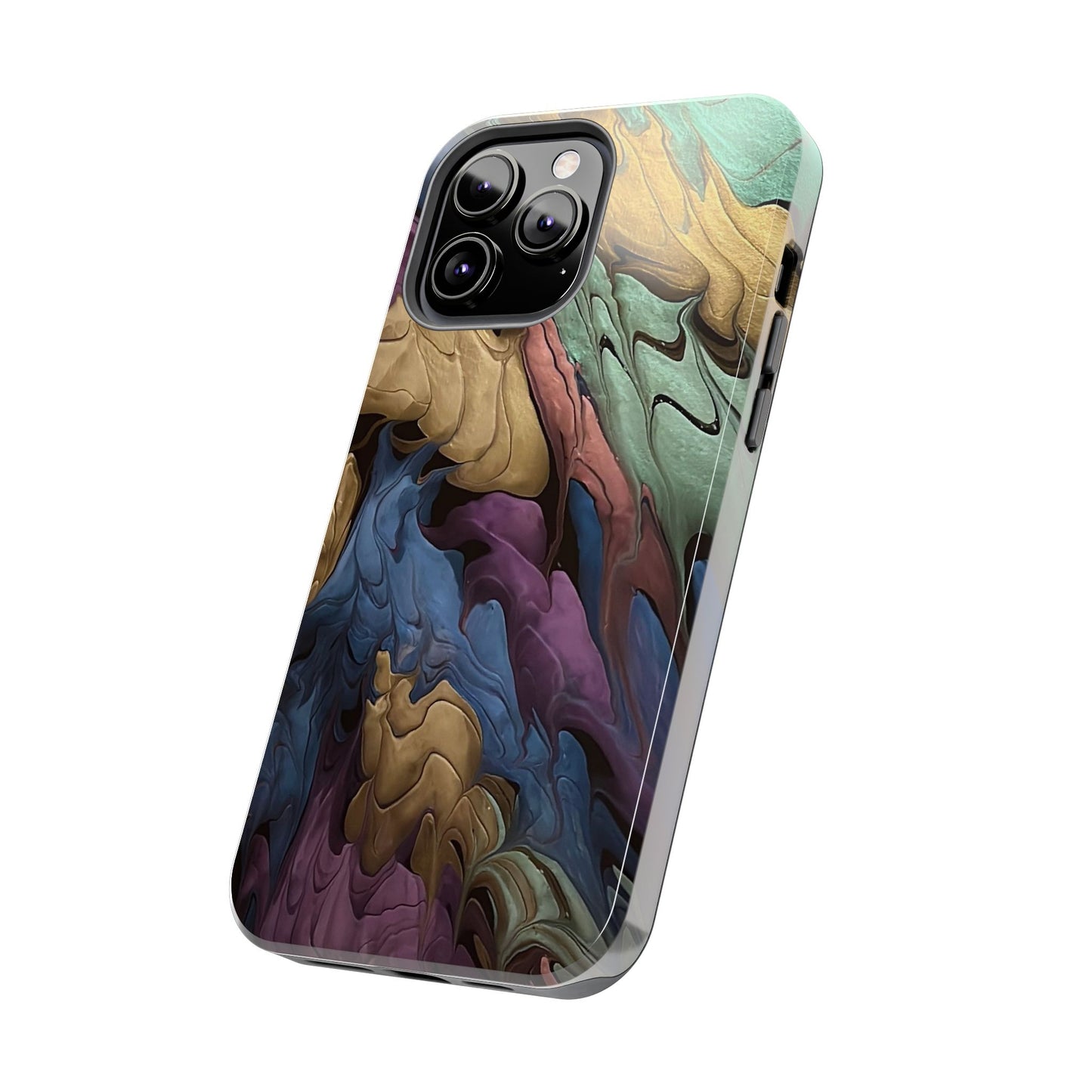 Phone Case - Blue, Green, Purple, and Gold Abstract Art Design Iphone 15 14 13 12 11