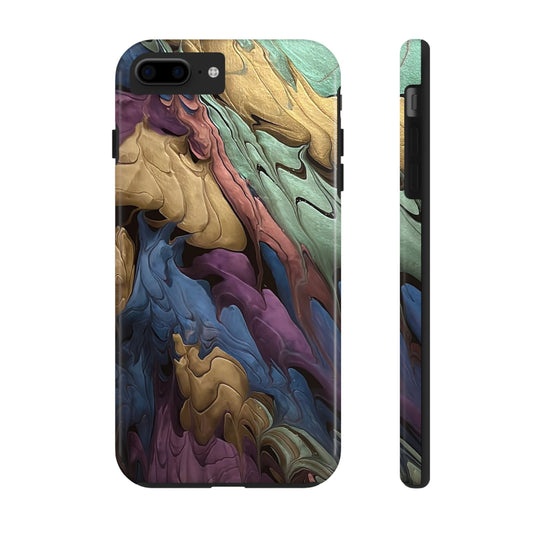 Phone Case - Blue, Green, Purple, and Gold Abstract Art Design Iphone 15 14 13 12 11