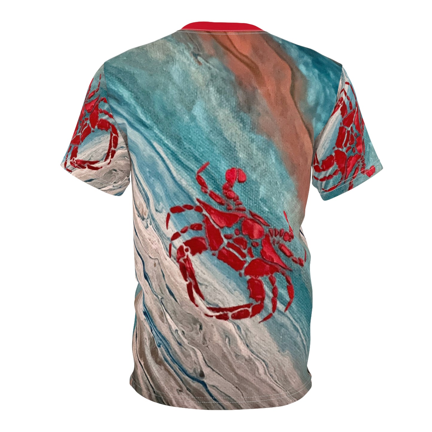 Red Crab Unisex Tee - Abstract Ocean Design