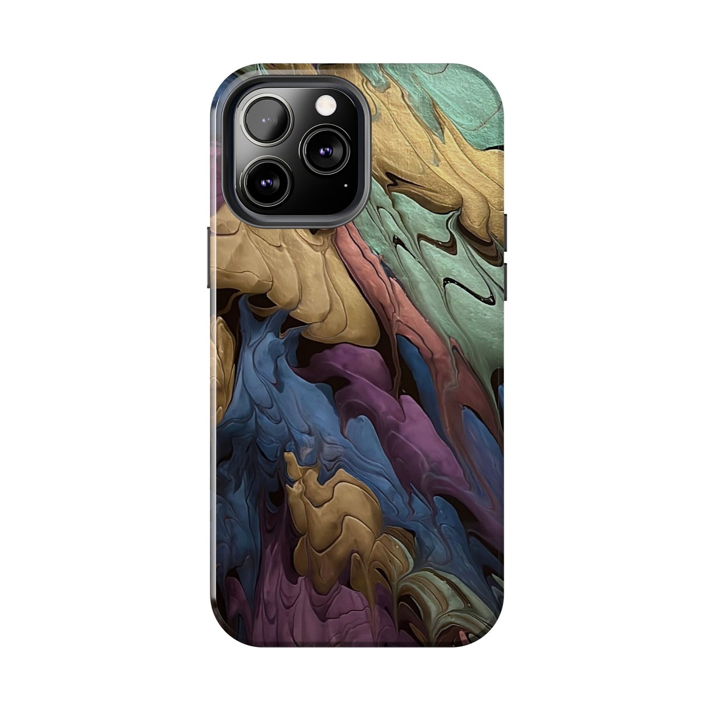 Phone Case - Blue, Green, Purple, and Gold Abstract Art Design Iphone 15 14 13 12 11