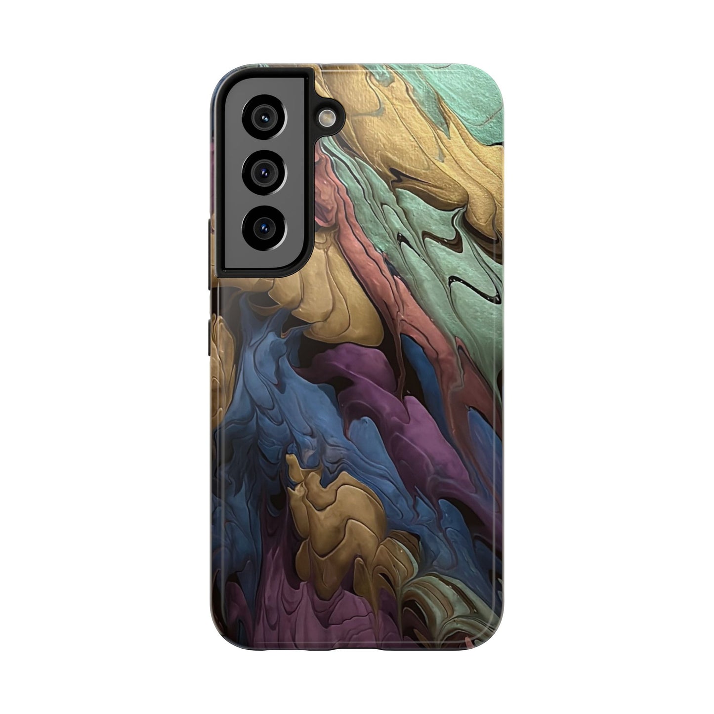 Phone Case - Blue, Green, Purple, and Gold Abstract Art Design Iphone 15 14 13 12 11