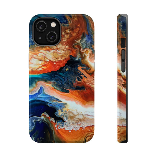 Phone Case - Southwest Vibes Abstract Art Orange and Blue Clouds iPhone 16 15 14 13