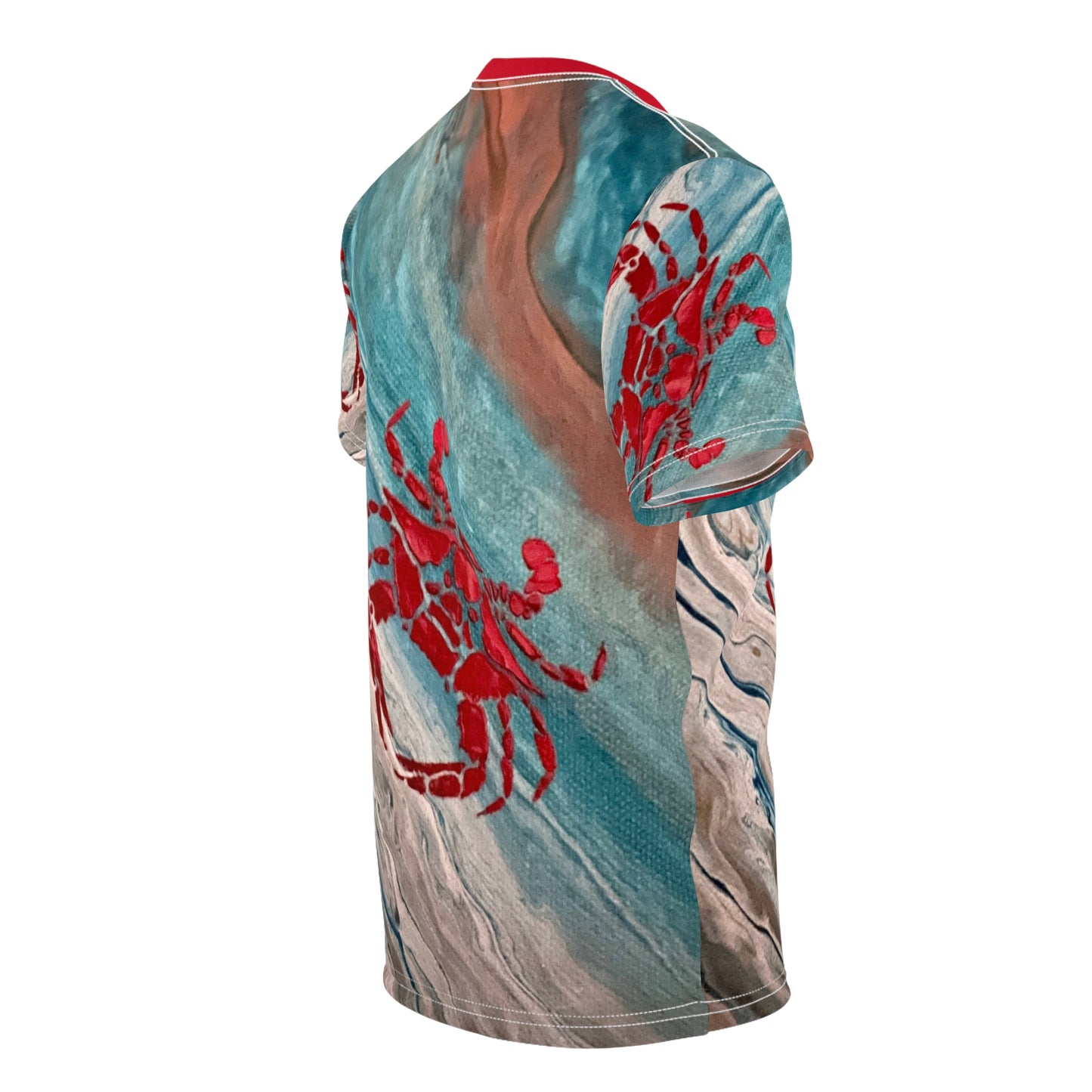 Red Crab Unisex Tee - Abstract Ocean Design