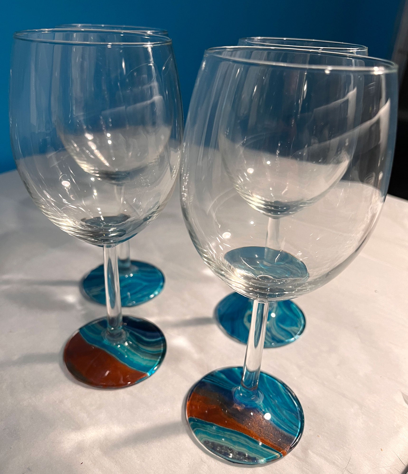 Peacock Wine Glasses « Custom Art By Alexis